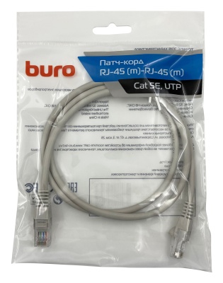 Патч-корд Buro UTP 4 пары cat5E CCA molded 1м серый RJ-45 (m)-RJ-45 (m)