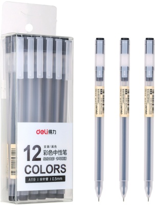 Ручка гелев. Deli A119-BK прозрачный черн. черн. линия 0.5мм