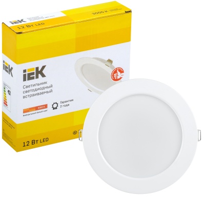 Iek LDVO0-1613-12-3000-K01 Светильник LED ДВО 1613 белый круг 12Вт 3000К IP20 {пластик. корпус, диам 145 мм}