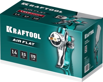 Краскораспылитель Kraftool AirFlat LVLP 06524-1.4 220л/мин соп.:1.4мм бак:0.6л зеленый