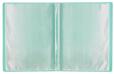 Папка с 10 прозр.вклад. Бюрократ Pastel PAST10GRN A4 пластик 0.5мм торц.карм с бум. встав мятный