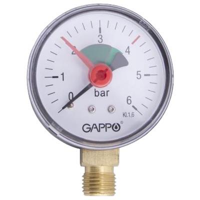 Манометр Gappo радиальный с указателем предела 1/4" x 6 бар