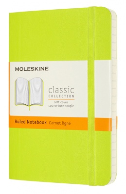 Блокнот Moleskine CLASSIC SOFT QP611C2 Pocket 90x140мм PU 192стр. линейка мягкая обложка лайм