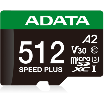 Флеш карта microSD A-DATA 512GB microSDXC Class 10 UHS-I U3 V30 A2 180/160 MB/s (SD адаптер)