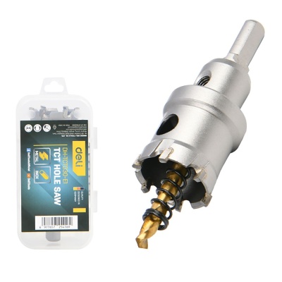 Коронка по металлу твердосплавная с центрирующим сверлом Deli DH-TCT030-E1 диаметр 30мм, шестигранный хвостовик