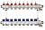 Коллекторная группа SSM-9RF set 9 контуров 1'X3/4' с расходомерами и кронштейнами