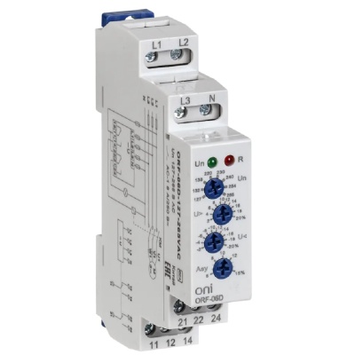 IEK ORF-06D-127-265VAC Реле фаз ORF-06D 3ф. 2 конт. 127-265В AC с контр. нейтр. ONI