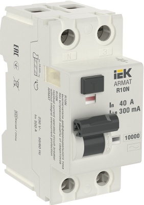 ARMAT ВДТ R10N 2P 40А 300мА тип AC IEK IEK AR-R10N-2-040C300