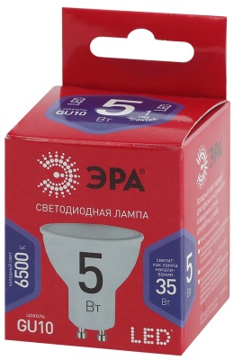 ЭРА Б0045348 LED MR16-5W-865-GU10 R Лампа ЭРА (диод, софит, 5Вт, хол, GU10)