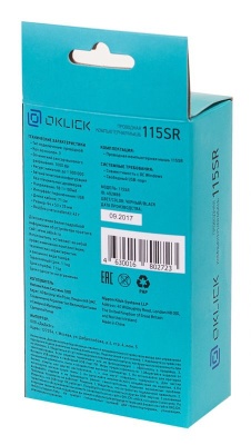 Мышь Оклик 115SR черный оптическая (1000dpi) USB для ноутбука (2but)