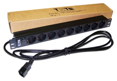 Блок распределения питания Lanmaster TWT-PDU19-10A9P4-3.0 верт.размещ. 9xSchuko базовые 10A C14 3м